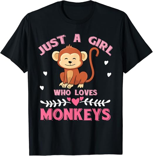 Just A Girl Who Loves Monkeys Monkey TShirt Amazon.co.uk Fashion